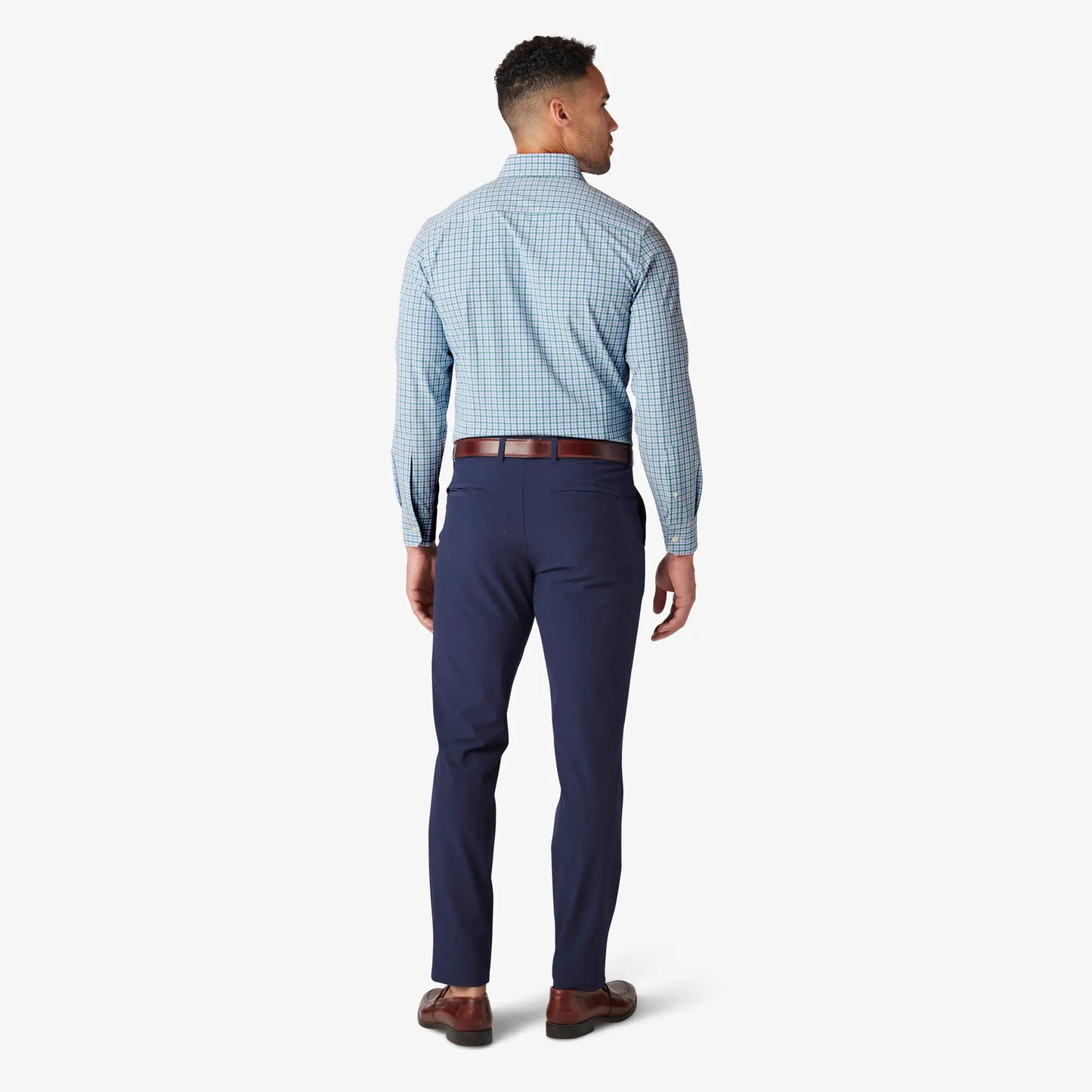 Mizzen + Main Leeward LS Dress Shirt Deep Sea Oaklawn Plaid