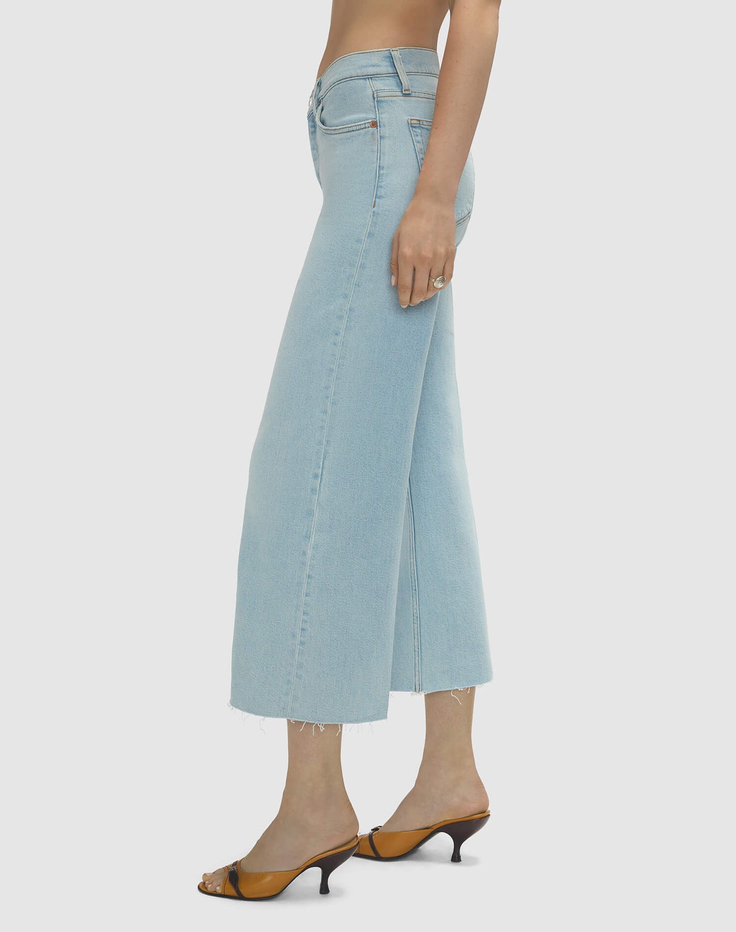 Re/Done Mid Rise Wide Leg Crop Ola Indigo