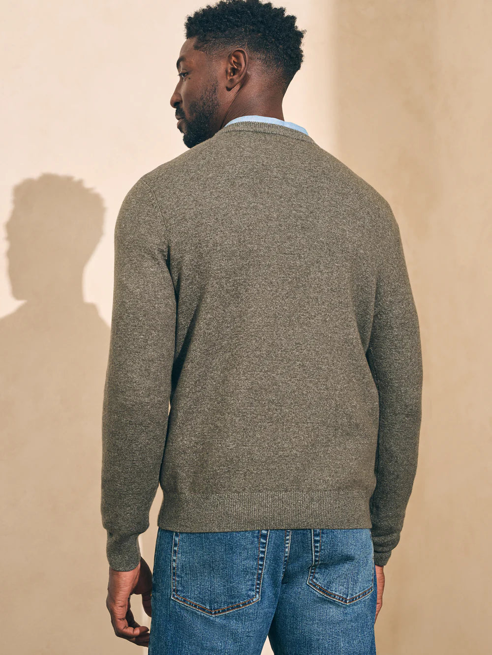 Faherty Jackson Crew Sweater Olive Heather