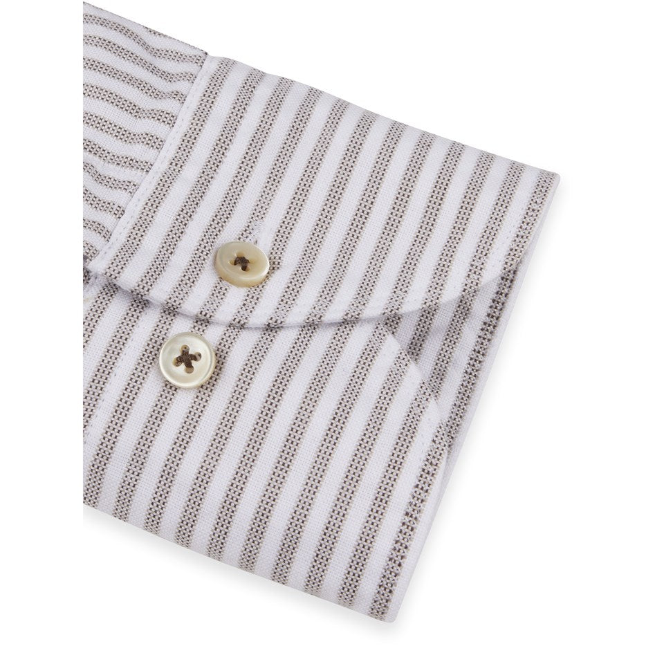 Stenstroms Fitted White w/ Tan Stripe Shirt 272