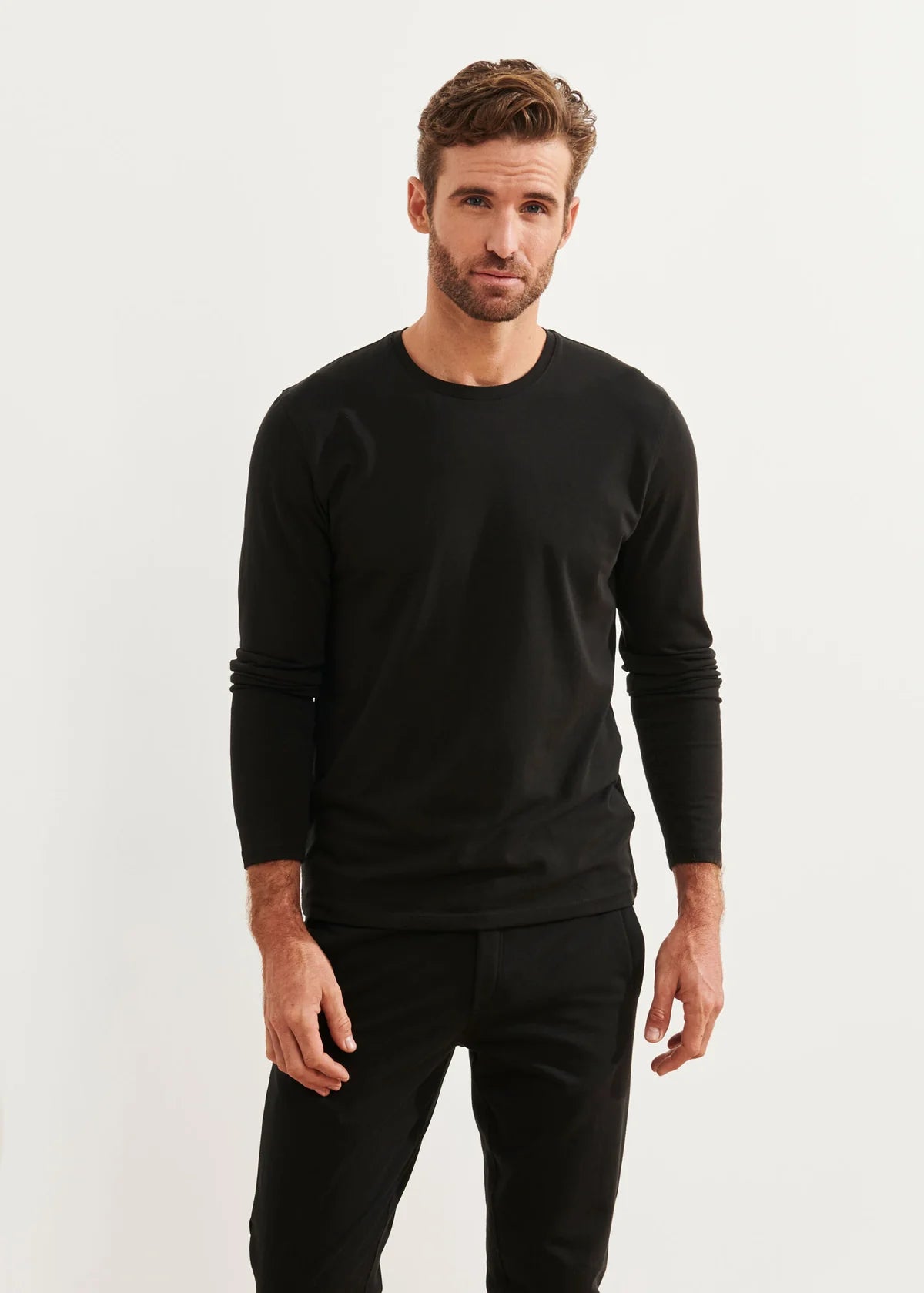 Patrick Assaraf LS Iconic Crew Tee Black