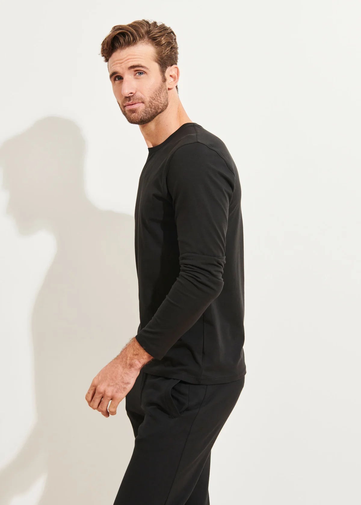 Patrick Assaraf LS Iconic Crew Tee Black
