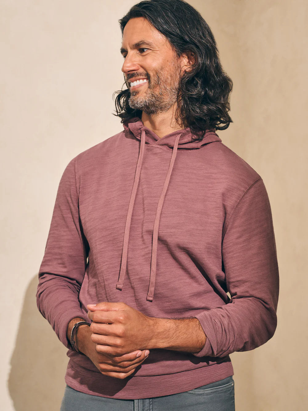 Faherty Sunwashed Slub Hoodie Plum Wine