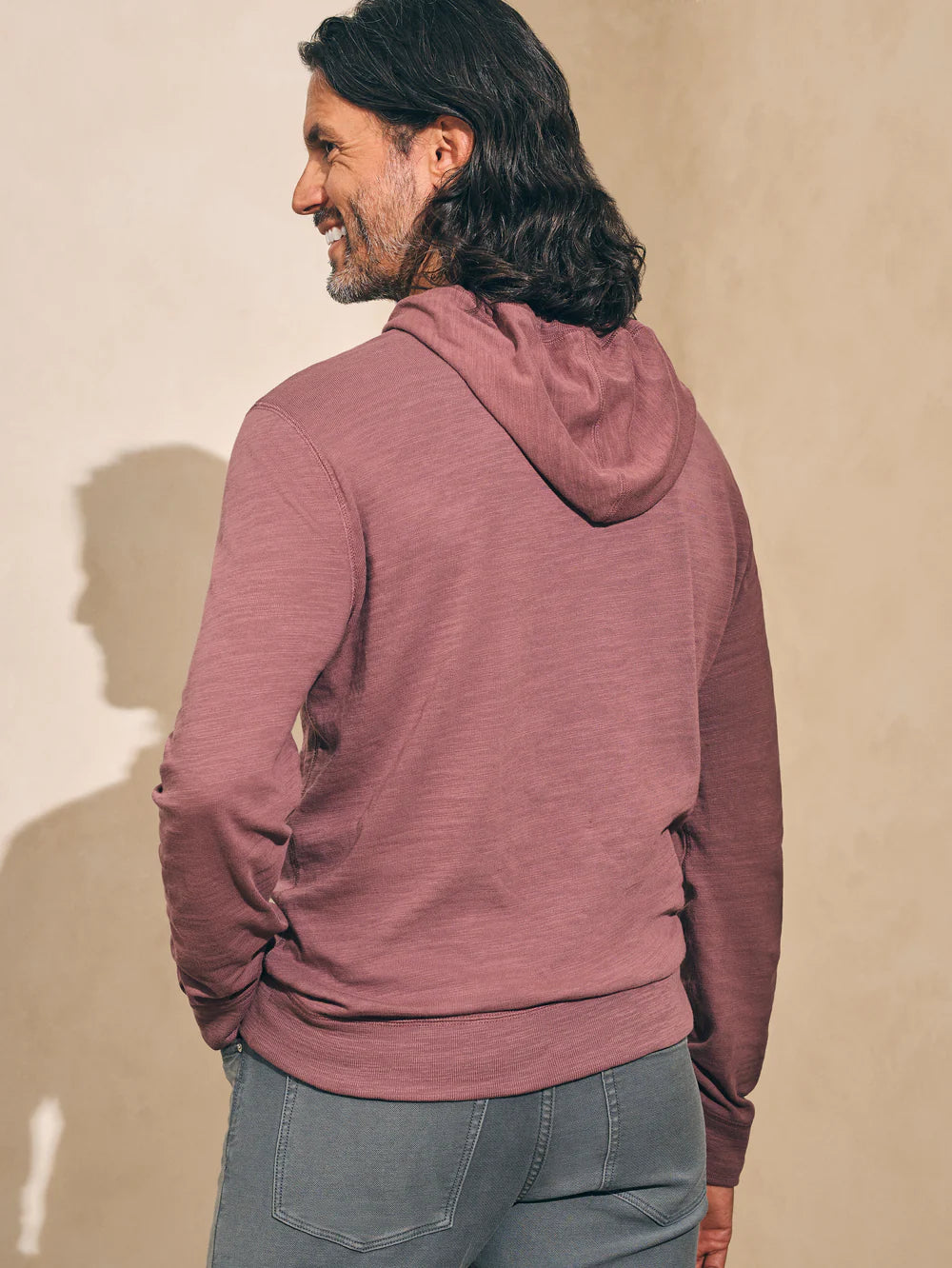 Faherty Sunwashed Slub Hoodie Plum Wine