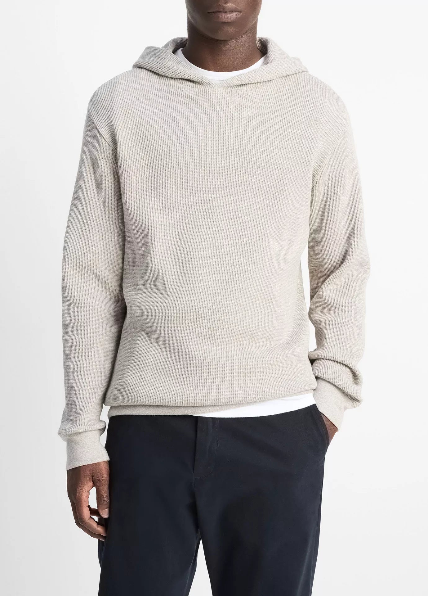 Vince Mouline Thermal LS PO Hoodie Putty/Off White
