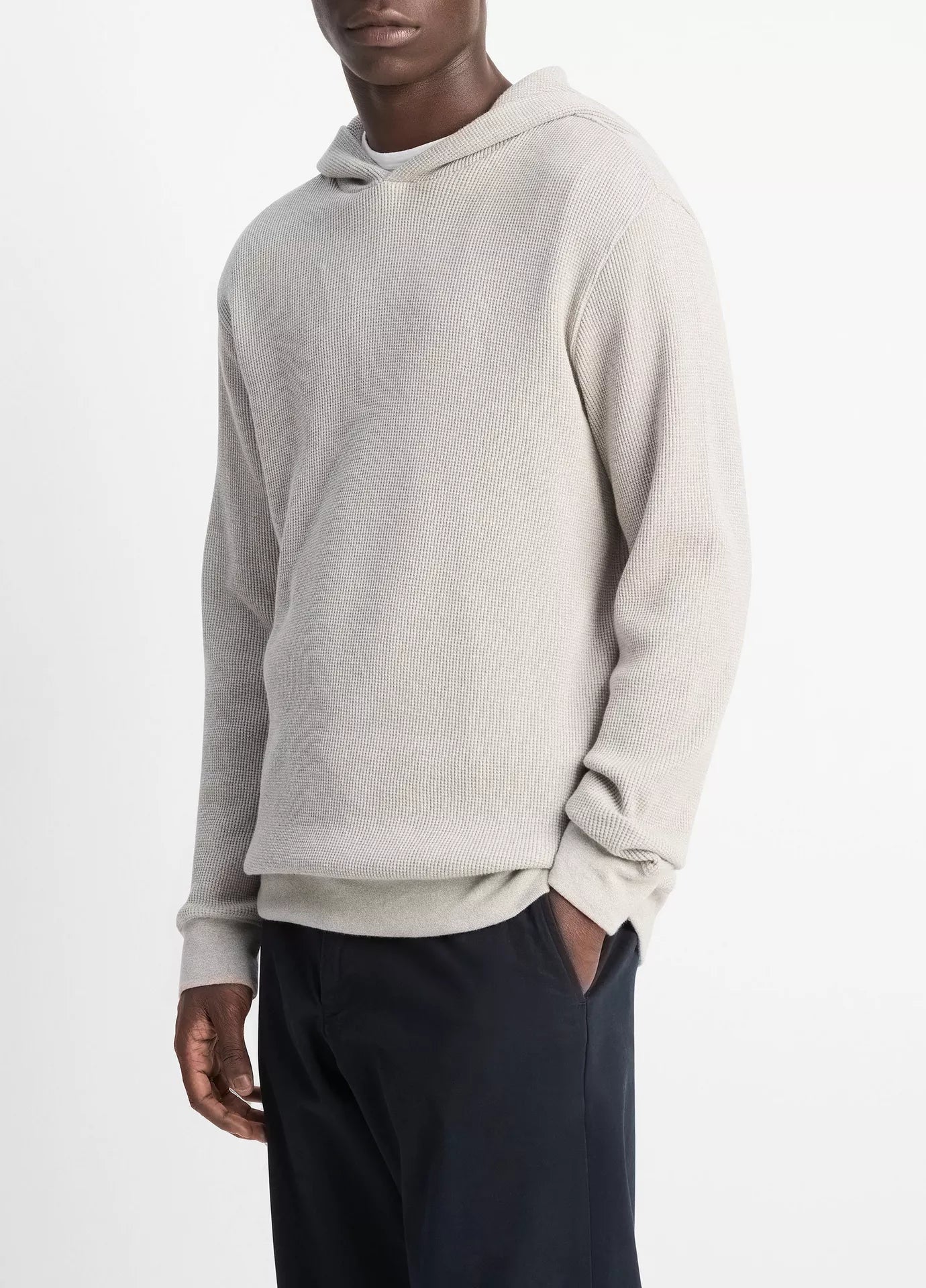 Vince Mouline Thermal LS PO Hoodie Putty/Off White
