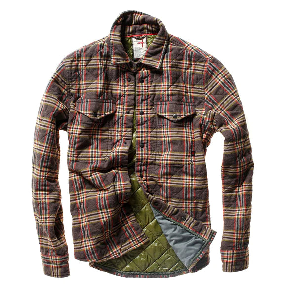 Relwen Quilted Flannel Shirt Jacket Char/Brown