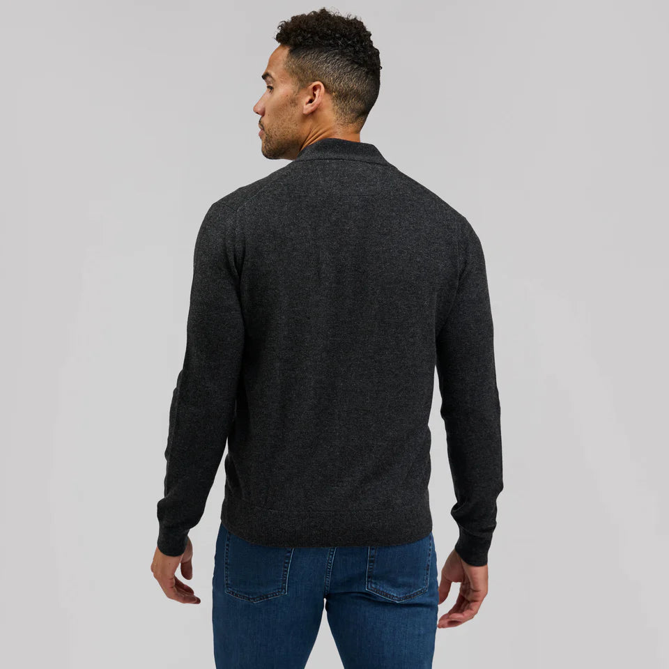 Rye 51 The Rafael Merino Cashmere Full Zip Charcoal