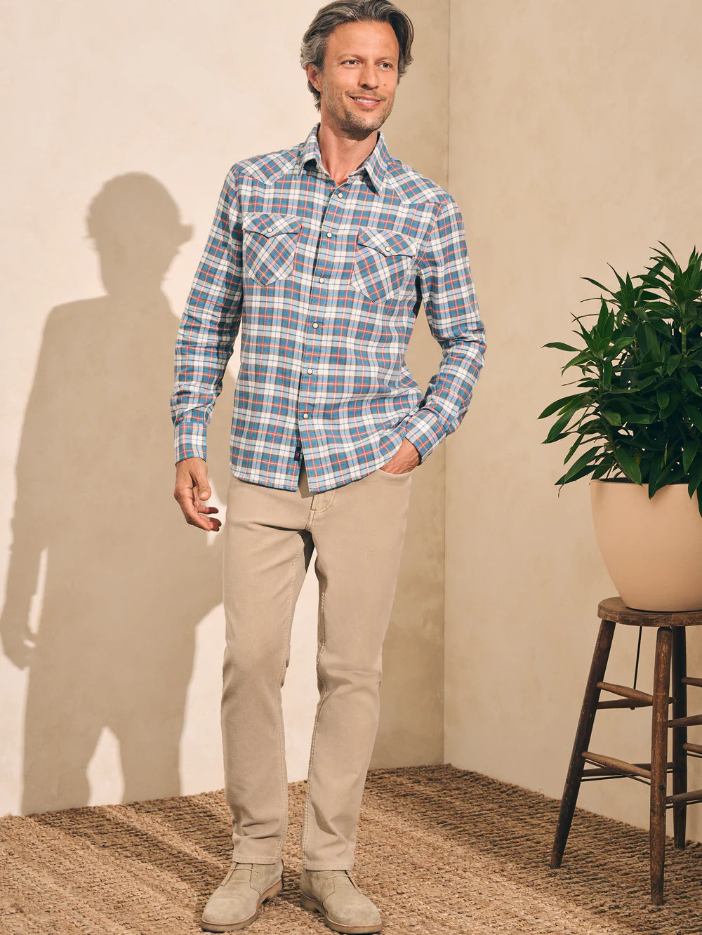 Faherty Twill Western Shirt Rangefield Plaid