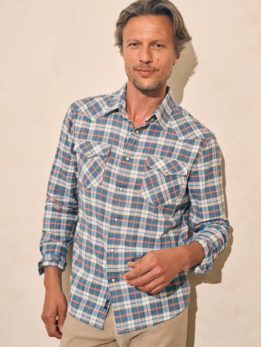 Faherty Twill Western Shirt Rangefield Plaid