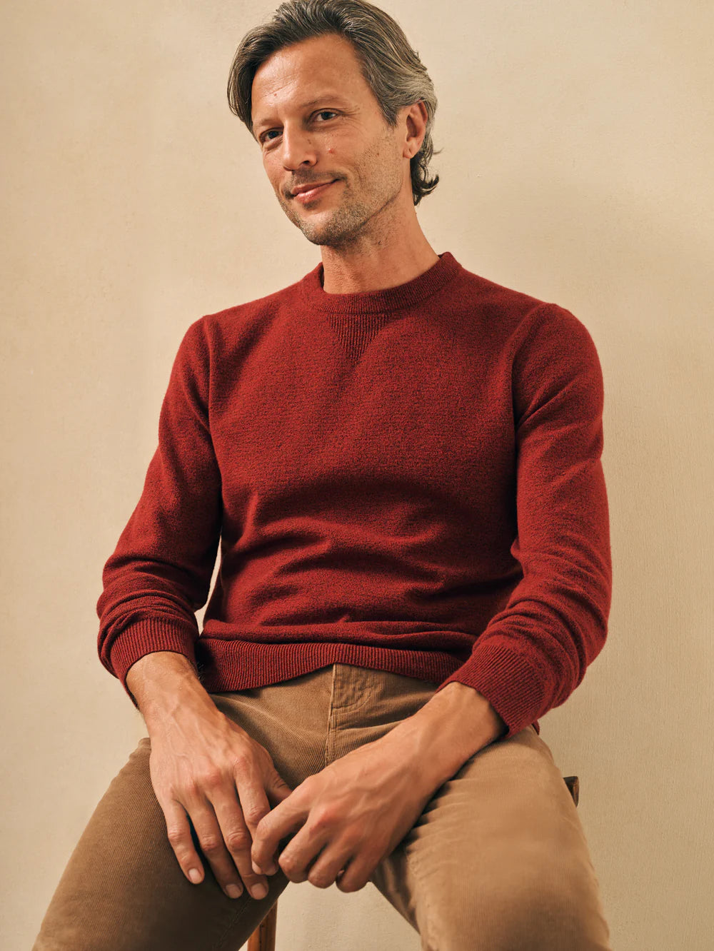 Faherty Jackson Crew Sweater Red Fern Heather