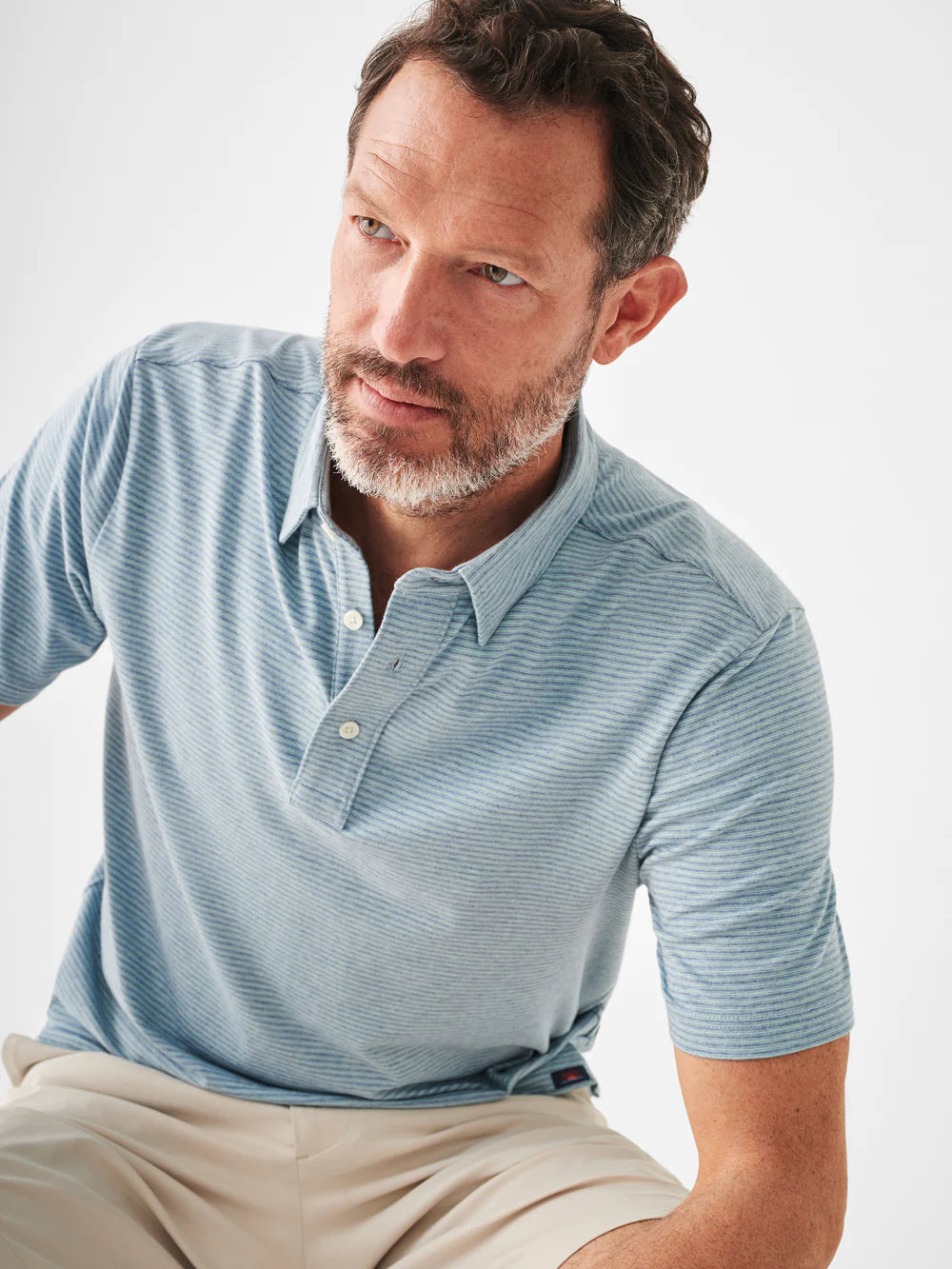 Faherty SS Movement Polo Tidal Reef Stripe