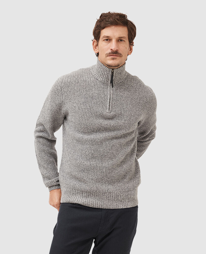 Rodd & Gunn Robbies Road 1/4 Zip Sweater Asphalt