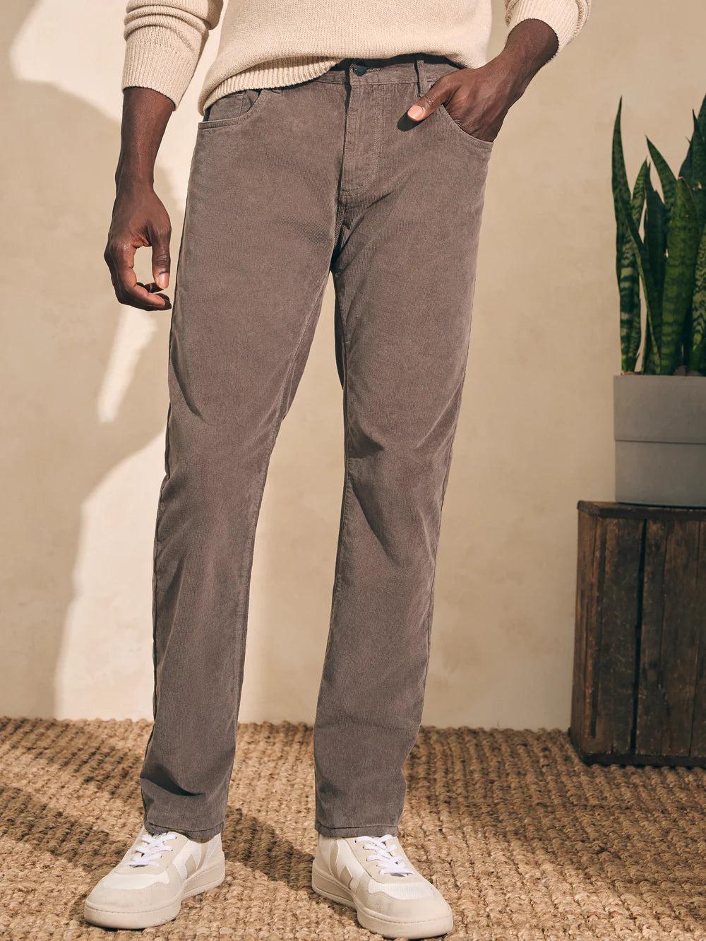 Faherty Stretch Corduroy 5 Pocket Rugged Grey