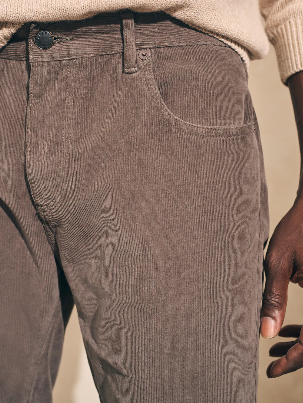 Faherty Stretch Corduroy 5 Pocket Rugged Grey