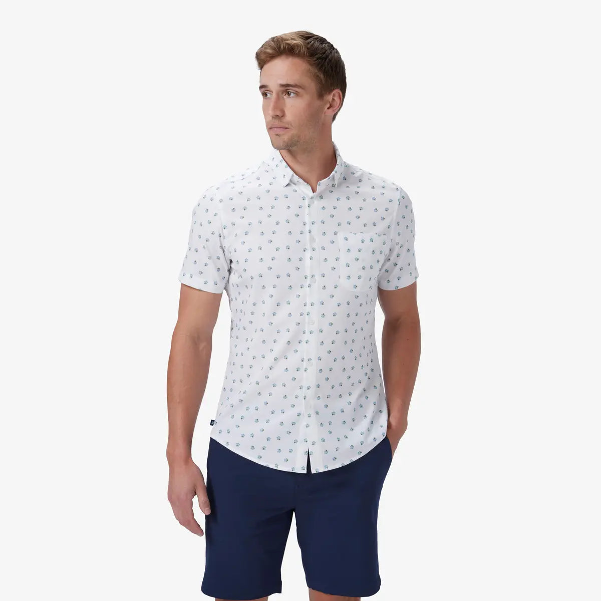 Mizzen + Main SS Leeward Sage Floral Print