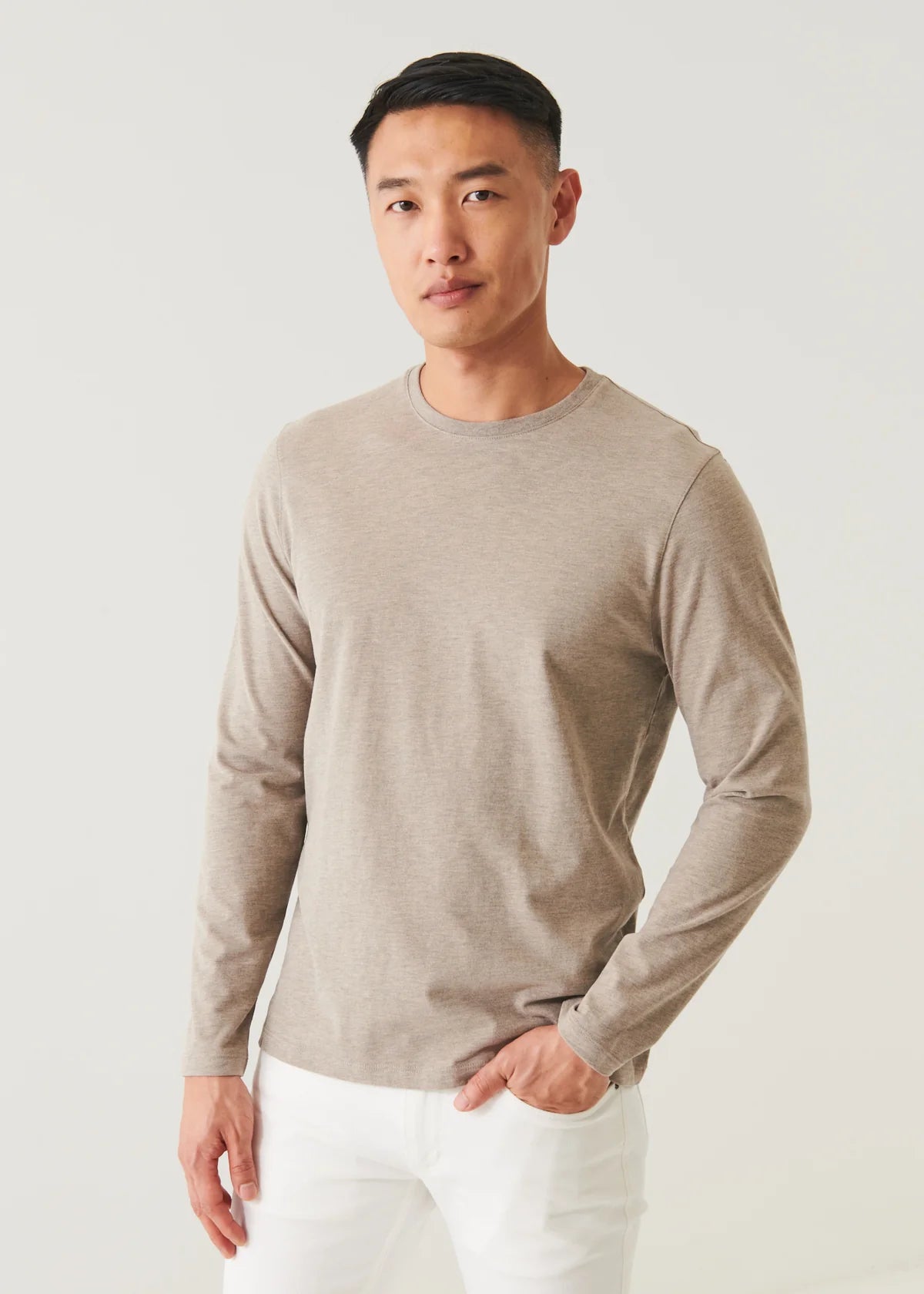 Patrick Assaraf LS Pima Overdye Crew Sandstone