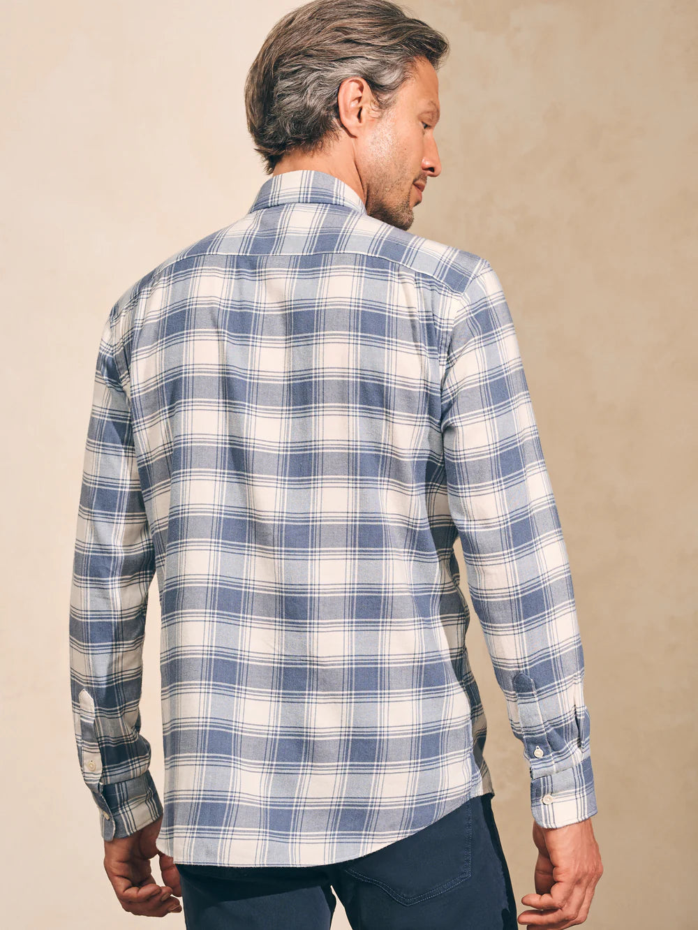 Faherty The All Time Shirt Navy Cream Shadow Plaid