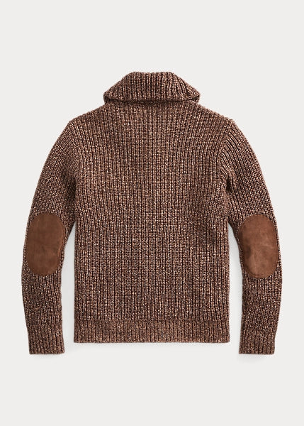 RRL LS Wool/Ctn/Linen 3 Pocket Shawl Cardigan Brown Tan Marl