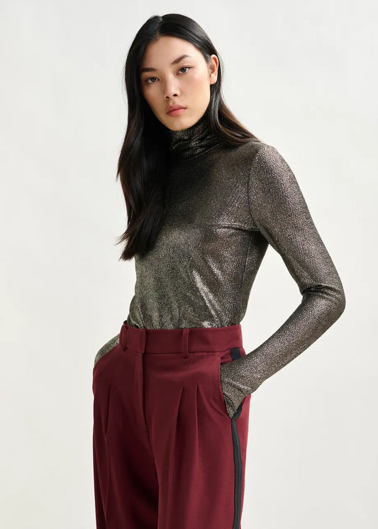 Essentiel Antwerp Ilevate Jersey Turtleneck Silver Lining