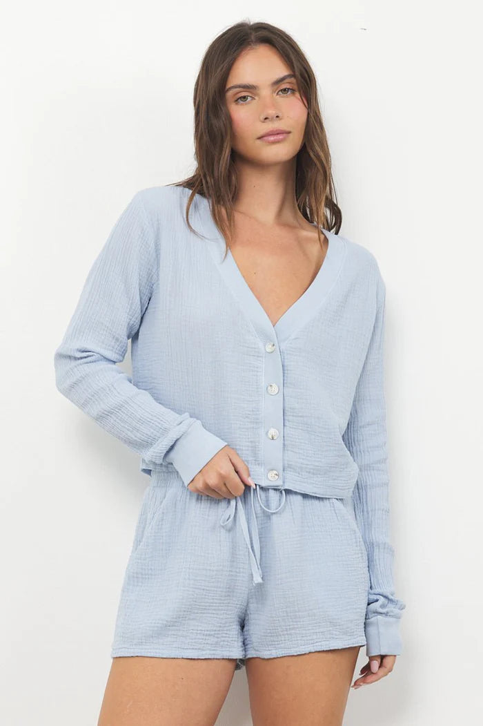 LAmade Spencer Crop Cardi Washed Indigo