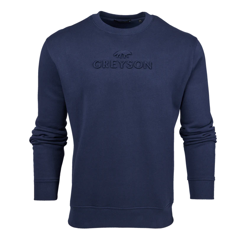 Greyson Stalking Wolf Embossed Aspen Crewneck Maltese Blue