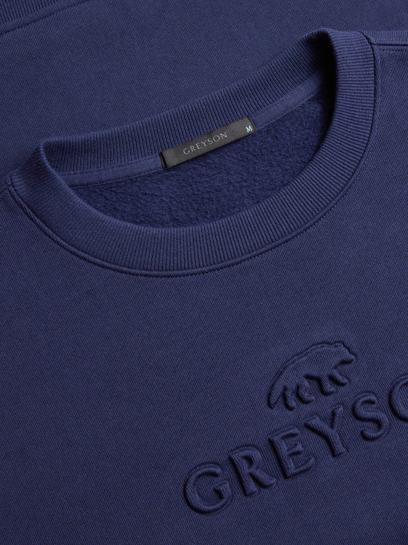 Greyson Stalking Wolf Embossed Aspen Crewneck Maltese Blue