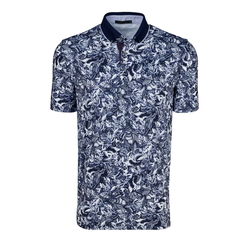 Greyson Stamped Polo Maltese Blue