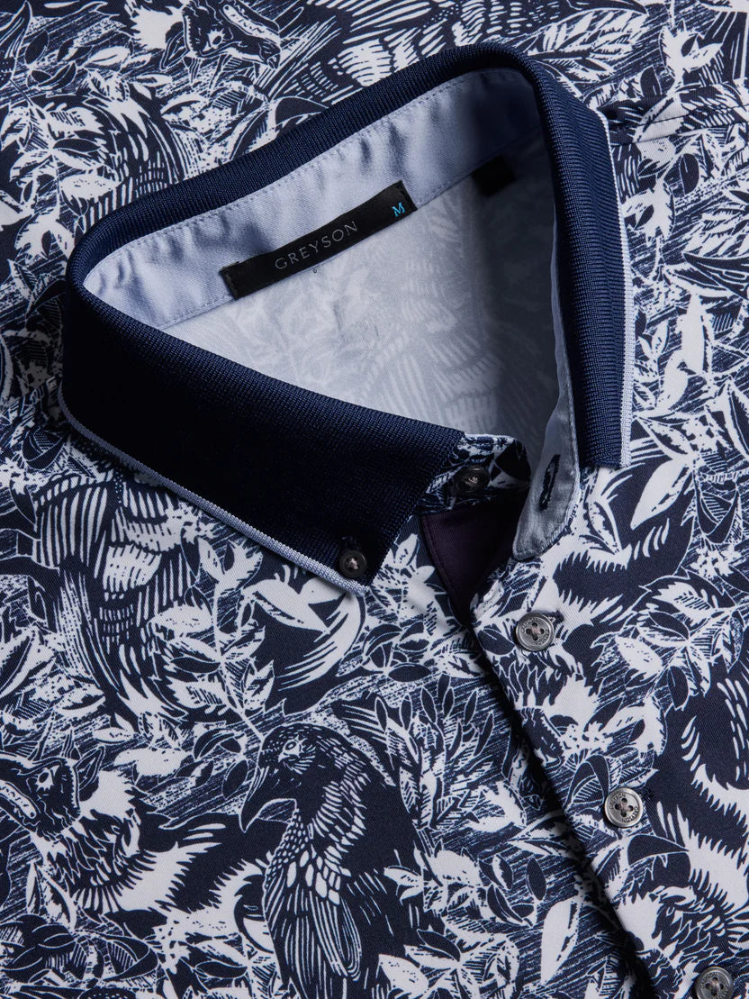 Greyson Stamped Polo Maltese Blue