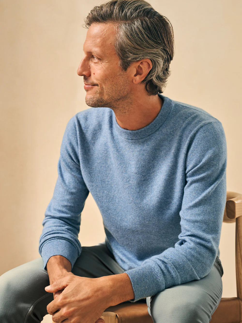 Faherty Jackson Crew Sweater Mountain Stream Heather