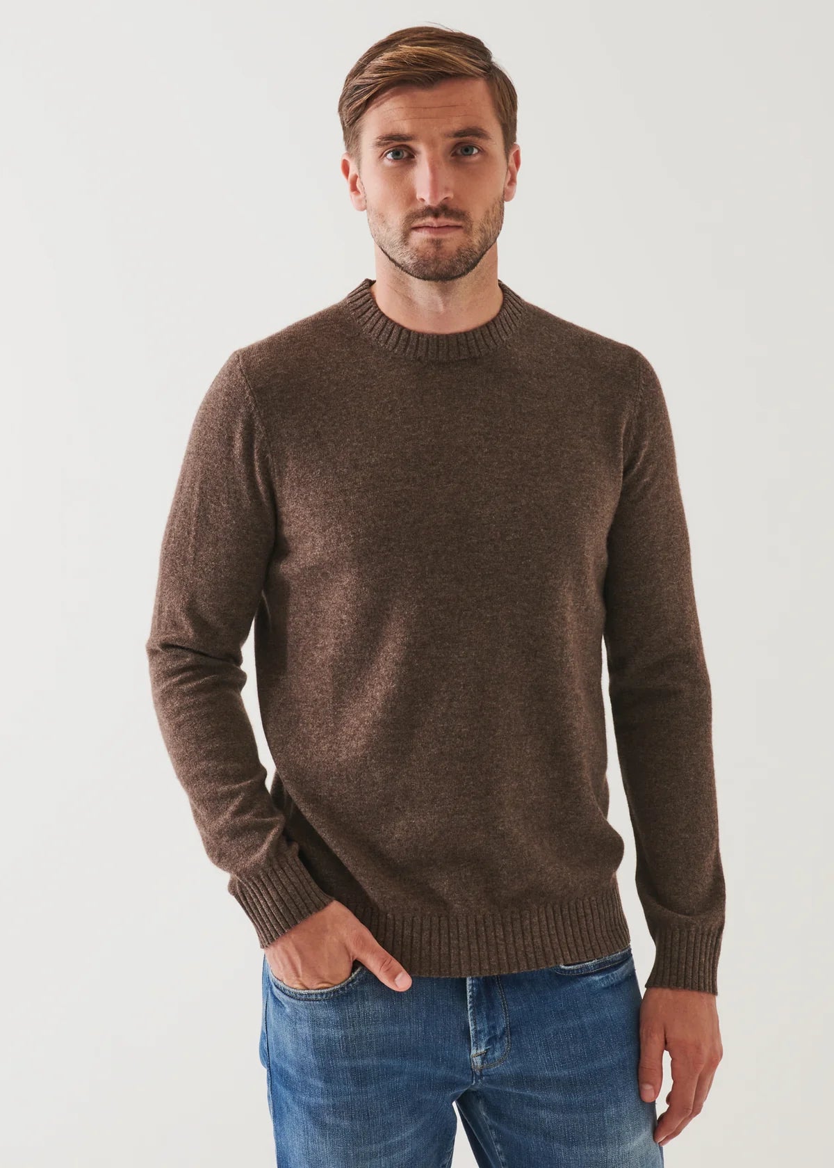 Patrick Assaraf LS Merino Cashmere Crew Stout