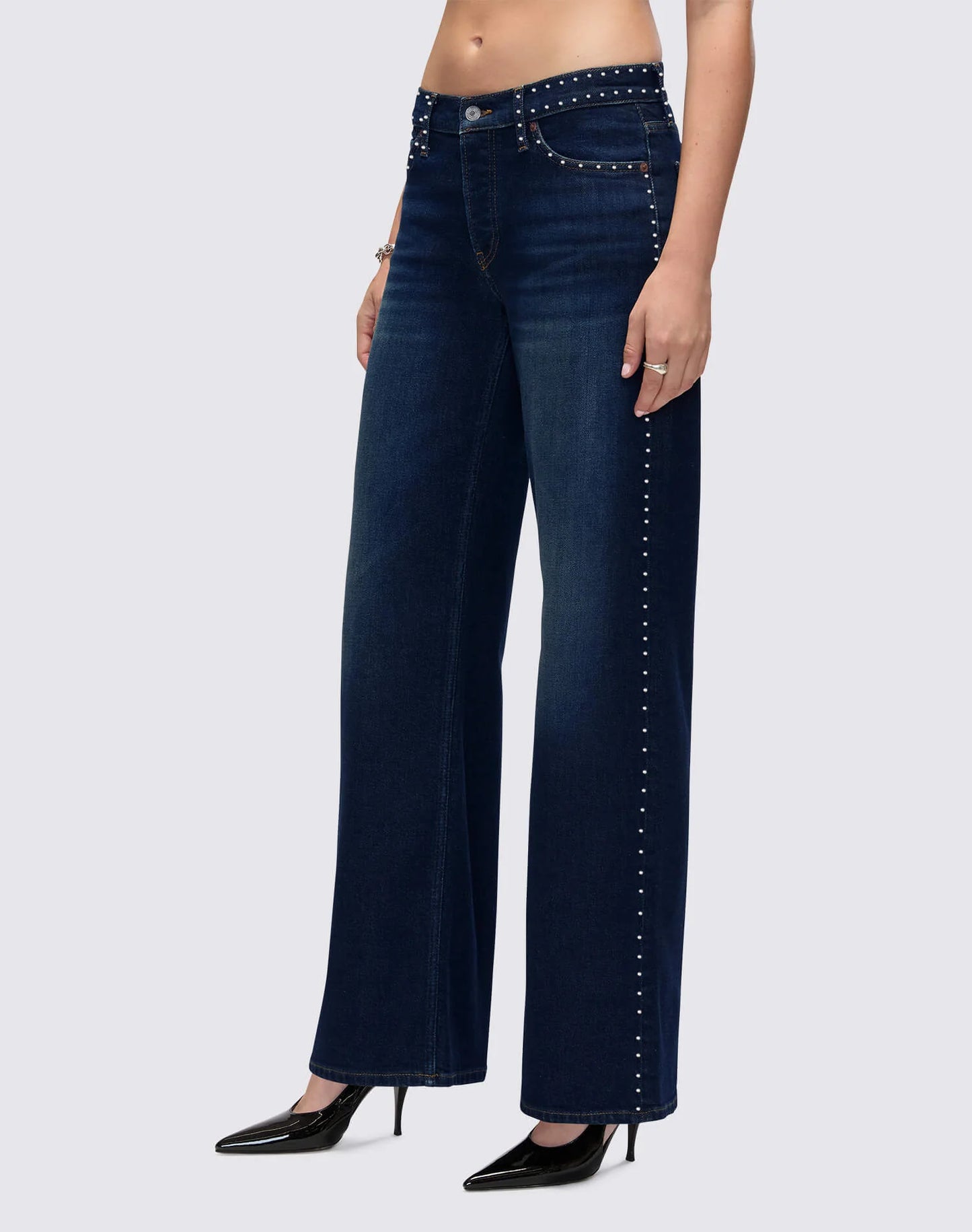Re/Done Studded Mid Rise Wide Leg Barely Worn Stud