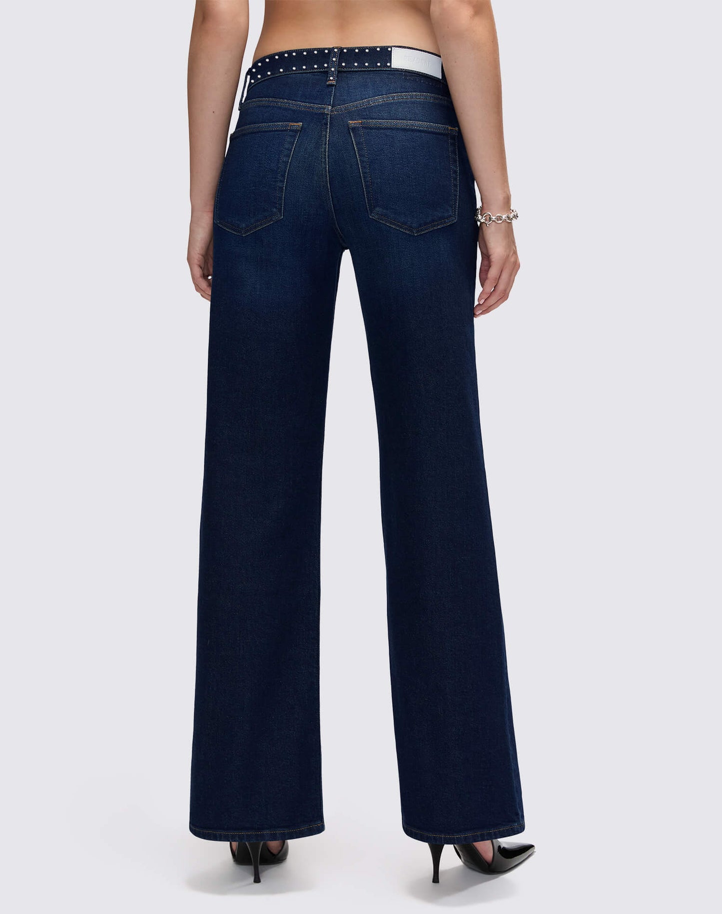 Re/Done Studded Mid Rise Wide Leg Barely Worn Stud