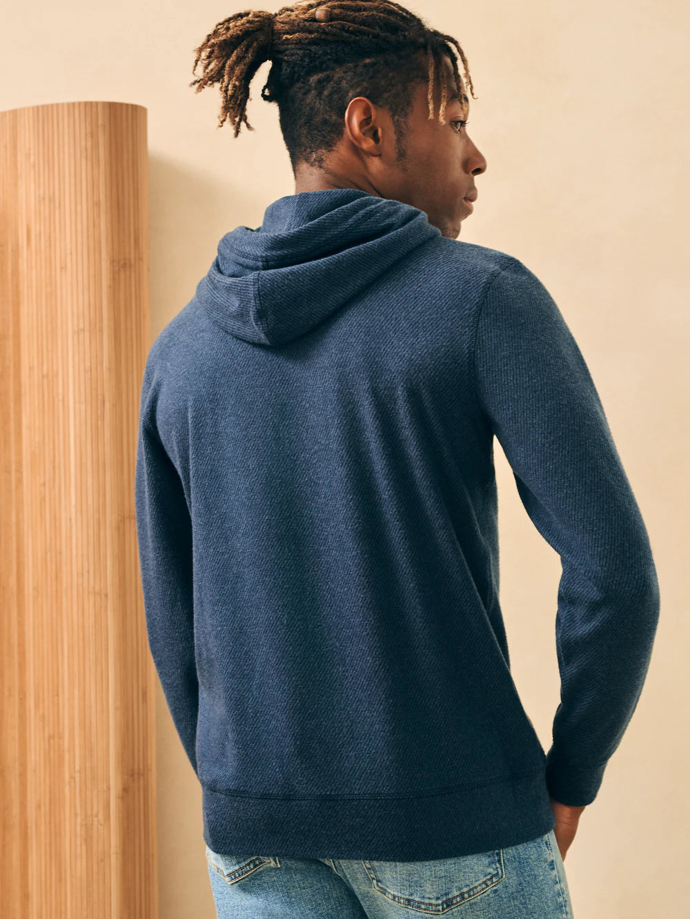 Faherty Legend Surf Stripe Sweater Hoodie Navy Surf Stripe