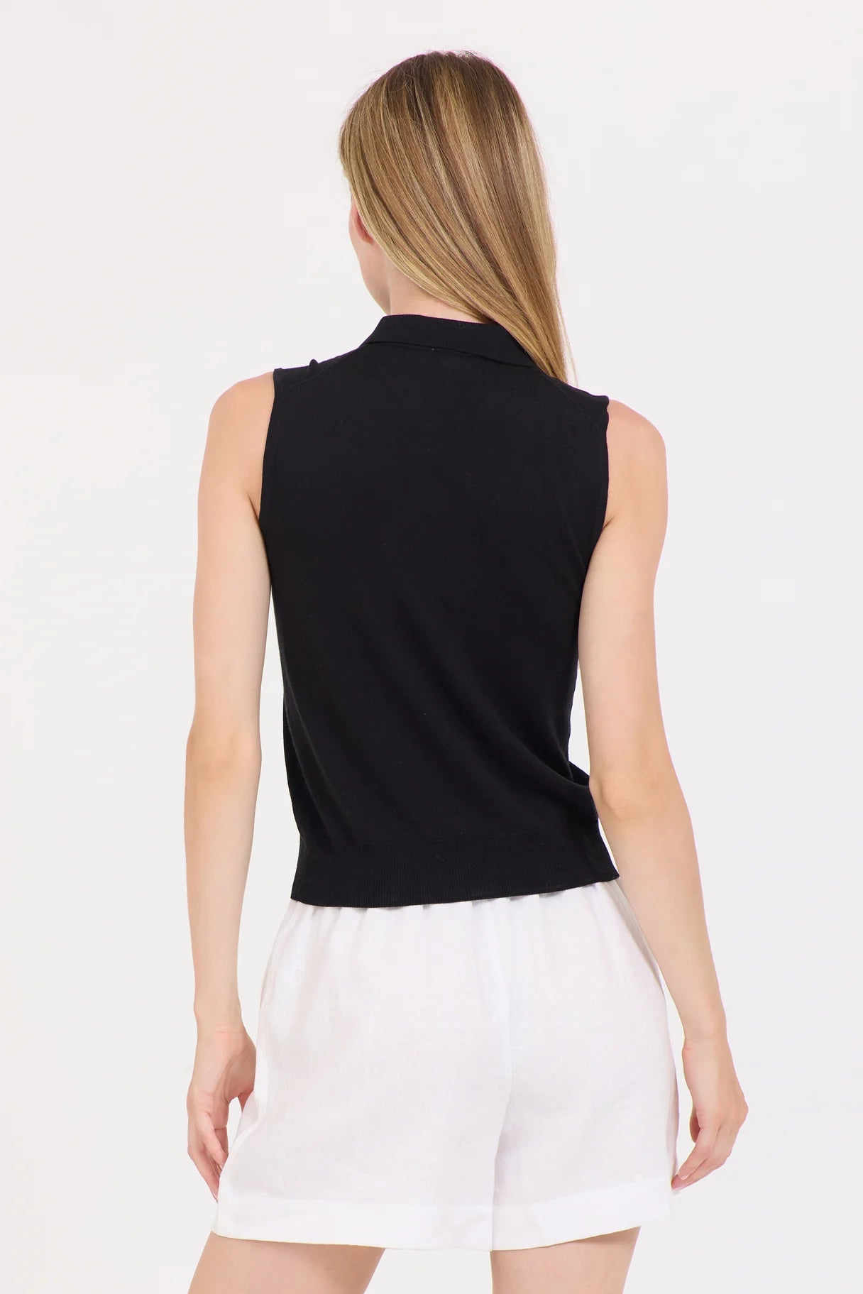 One Grey Day Terra Sleeveless Polo Black