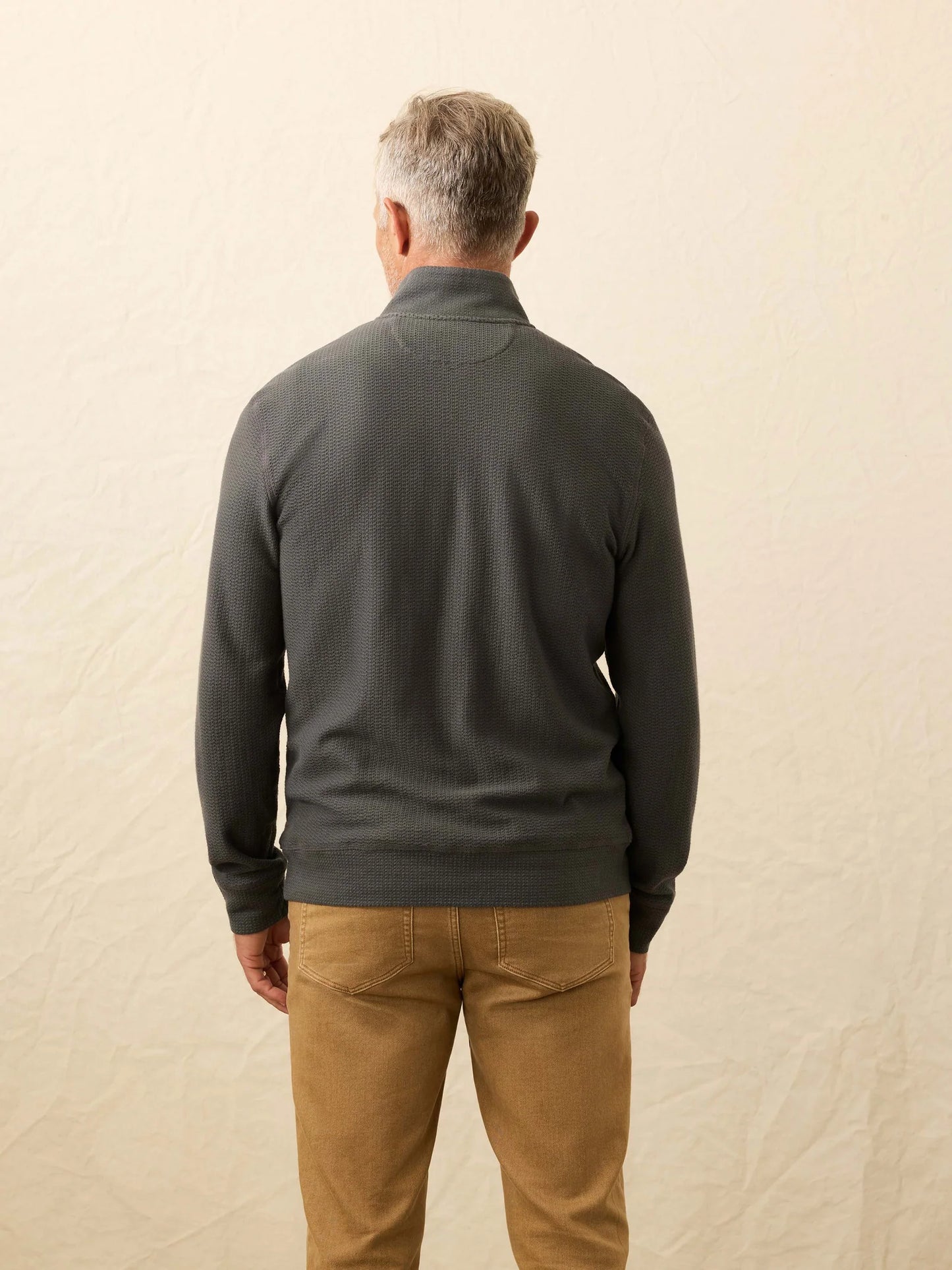 Faherty Textured Knit Quarter Zip Mountain Coal