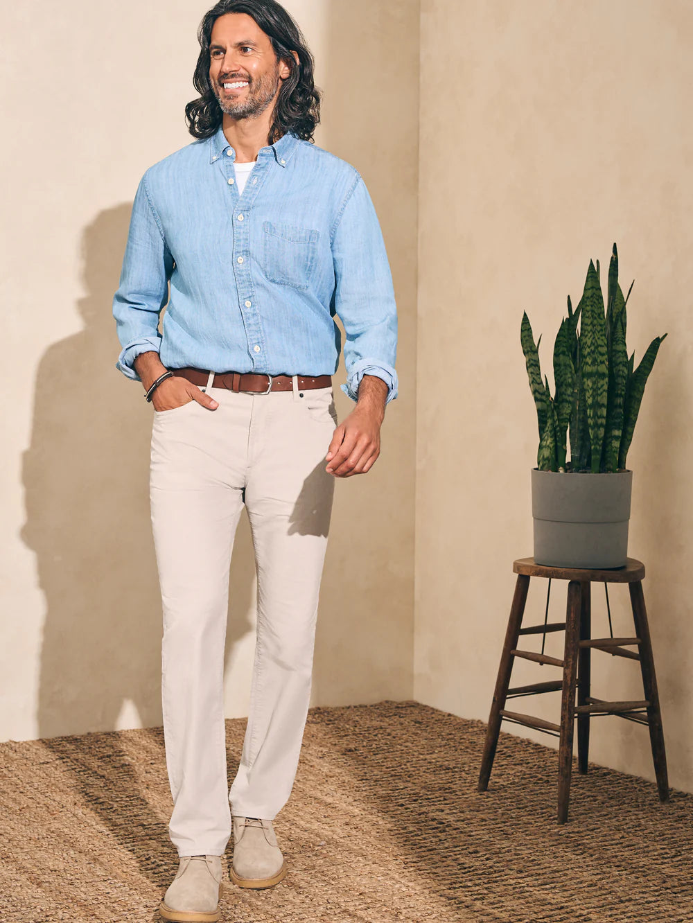 Faherty Stretch Corduroy 5 Pocket Winter Tundra