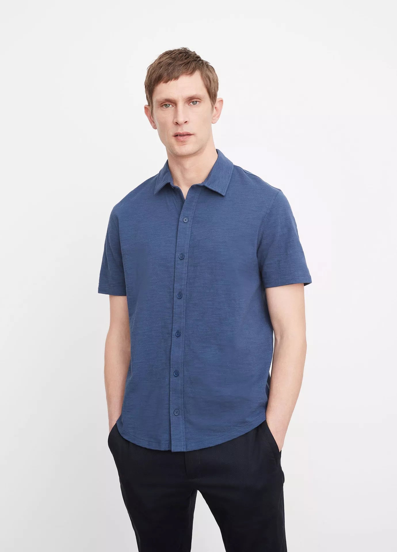 Vince Heavy Slub SS Button Down Twilight