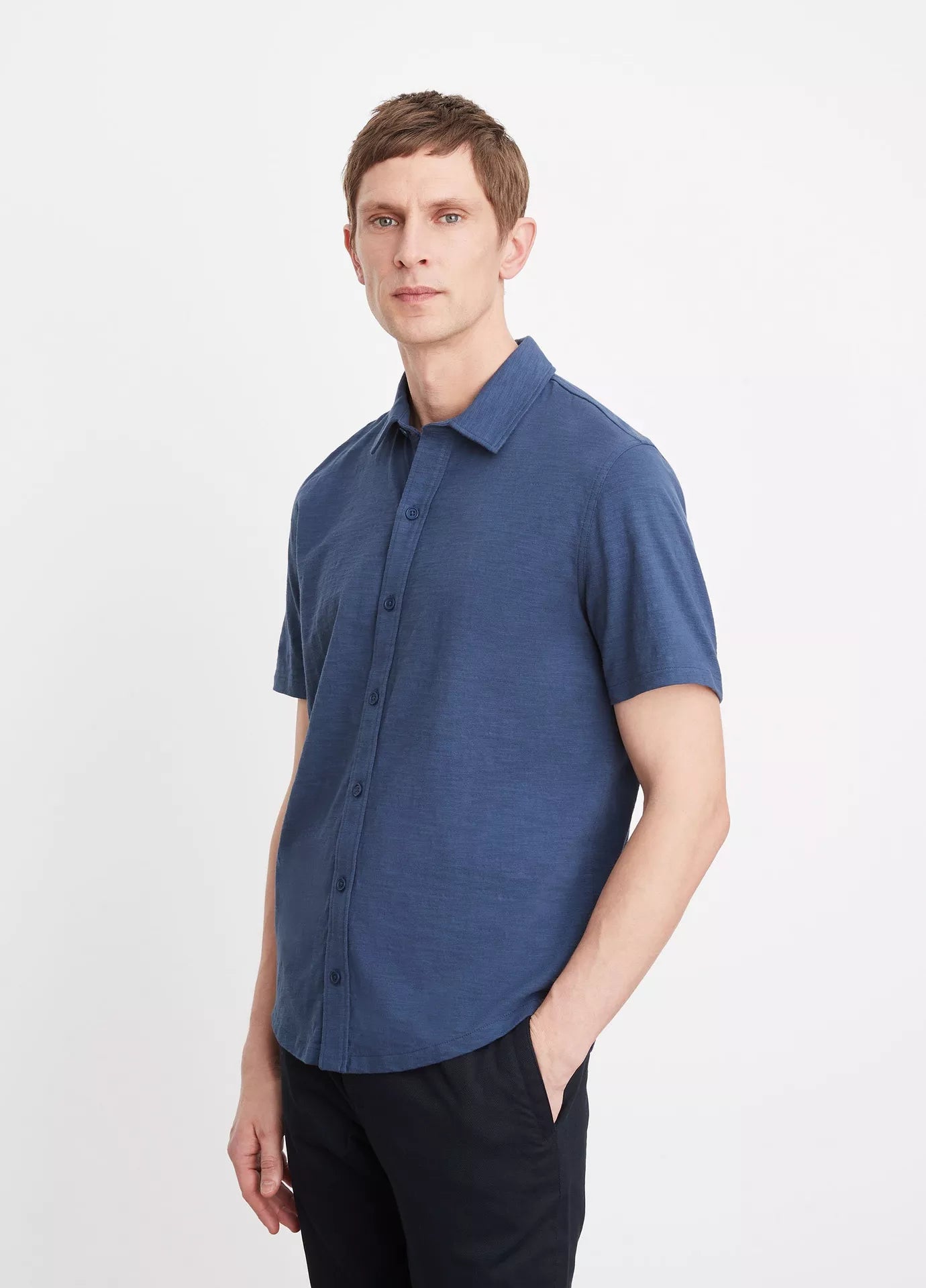 Vince Heavy Slub SS Button Down Twilight