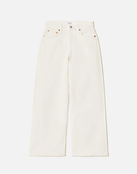 Re/Done Mid Rise Wide Leg Crop Vintage White