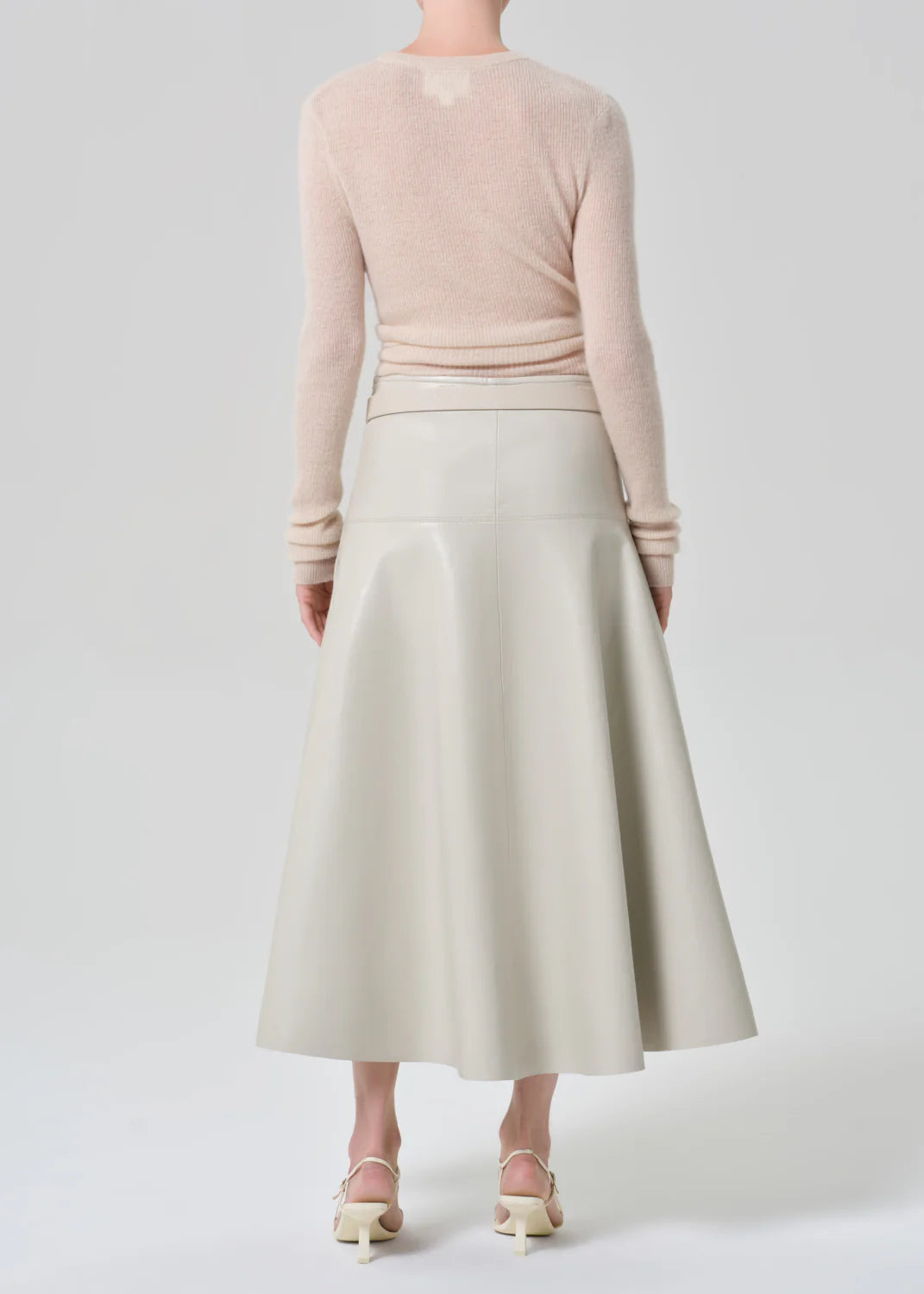 Citizens of Humanity Vita Maxi Skirt in Recycled Leather Chalk Grey