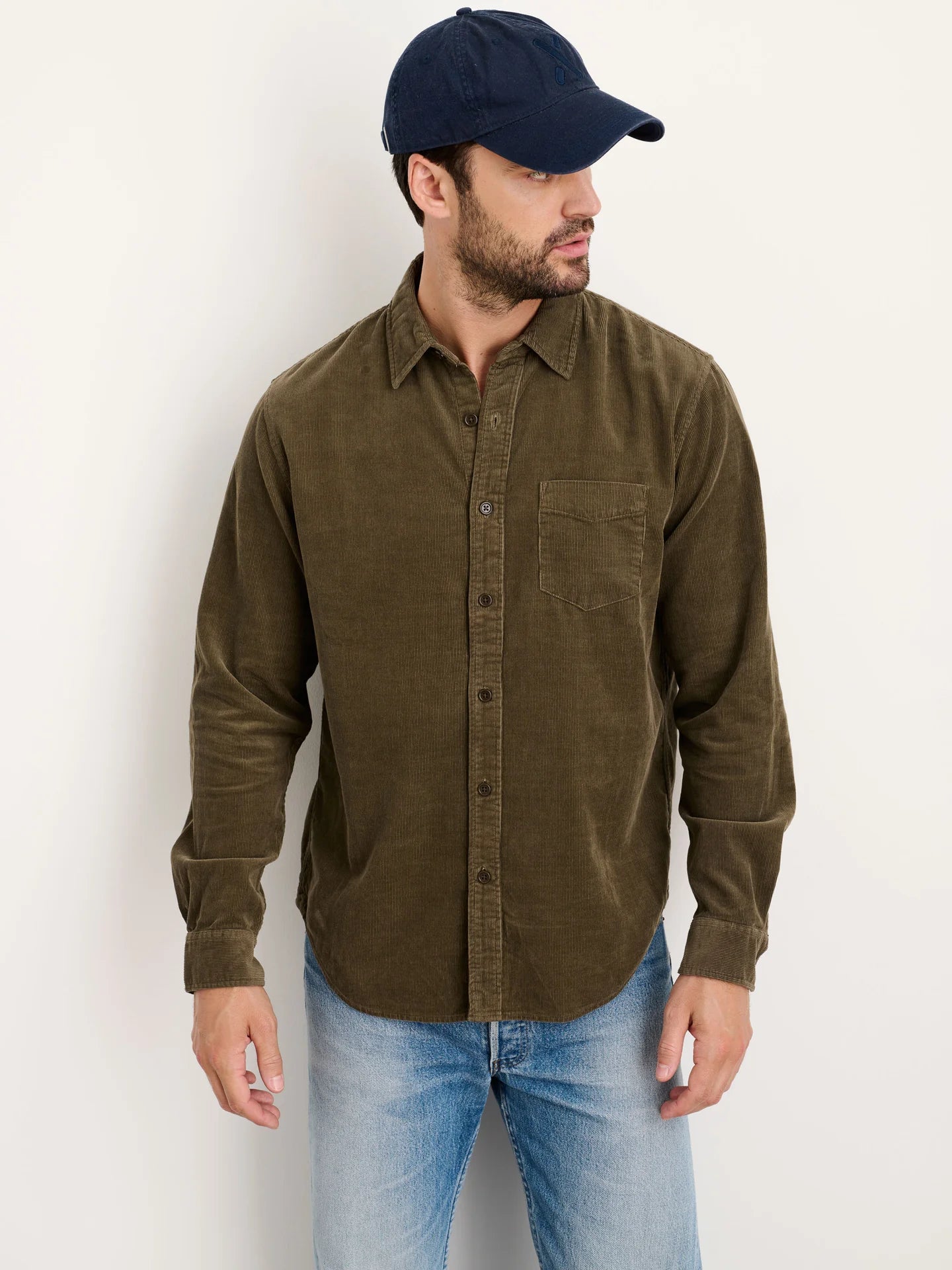 Alex Mill Fine Wale Cord Mill Shirt Military Olive