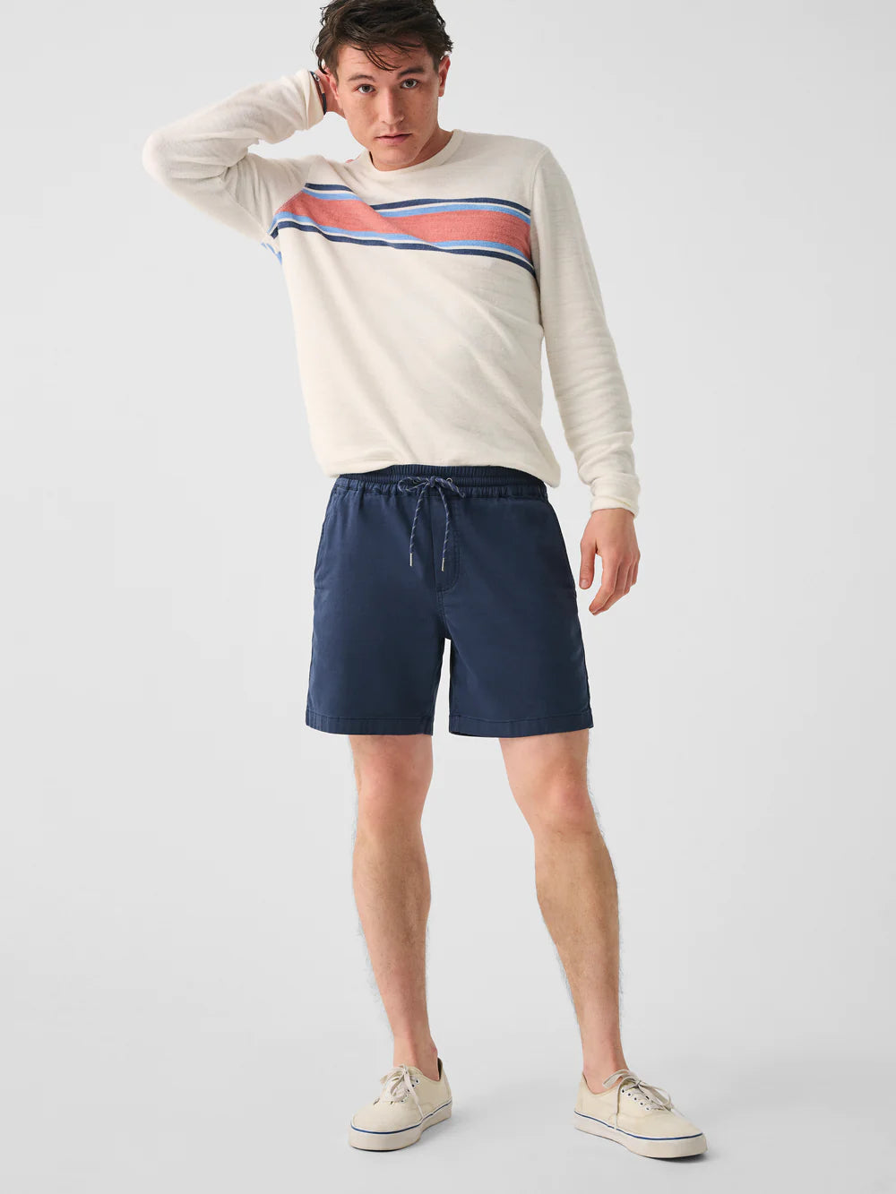 Faherty Essential Drawstring Short 6.5 Washed Navy