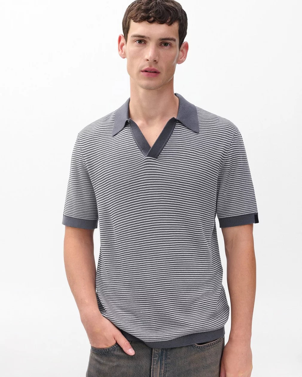 Rag & Bone Harvey Chevron Johnny Polo Wet Iron
