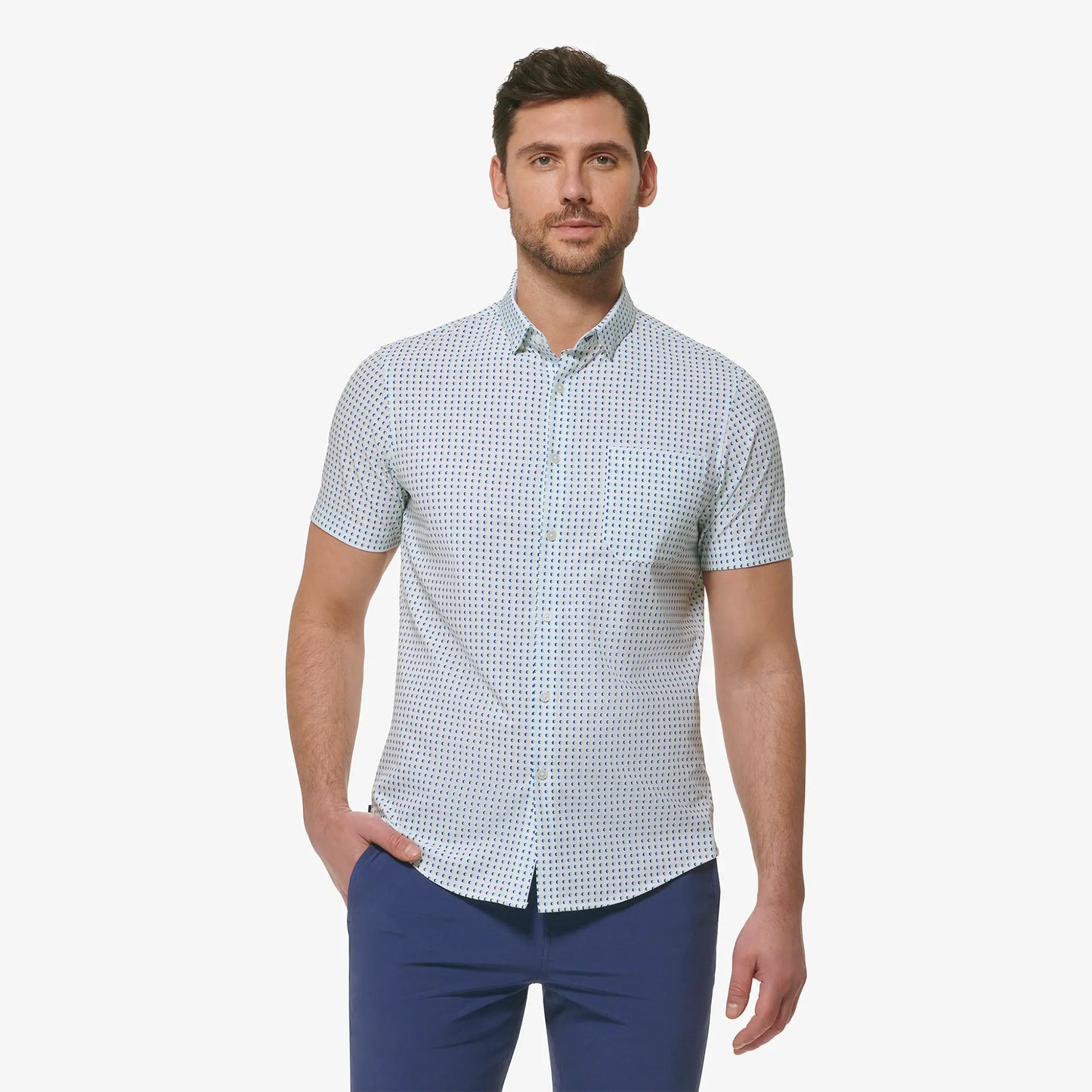 Mizzen + Main Leeward SS White Geo Print