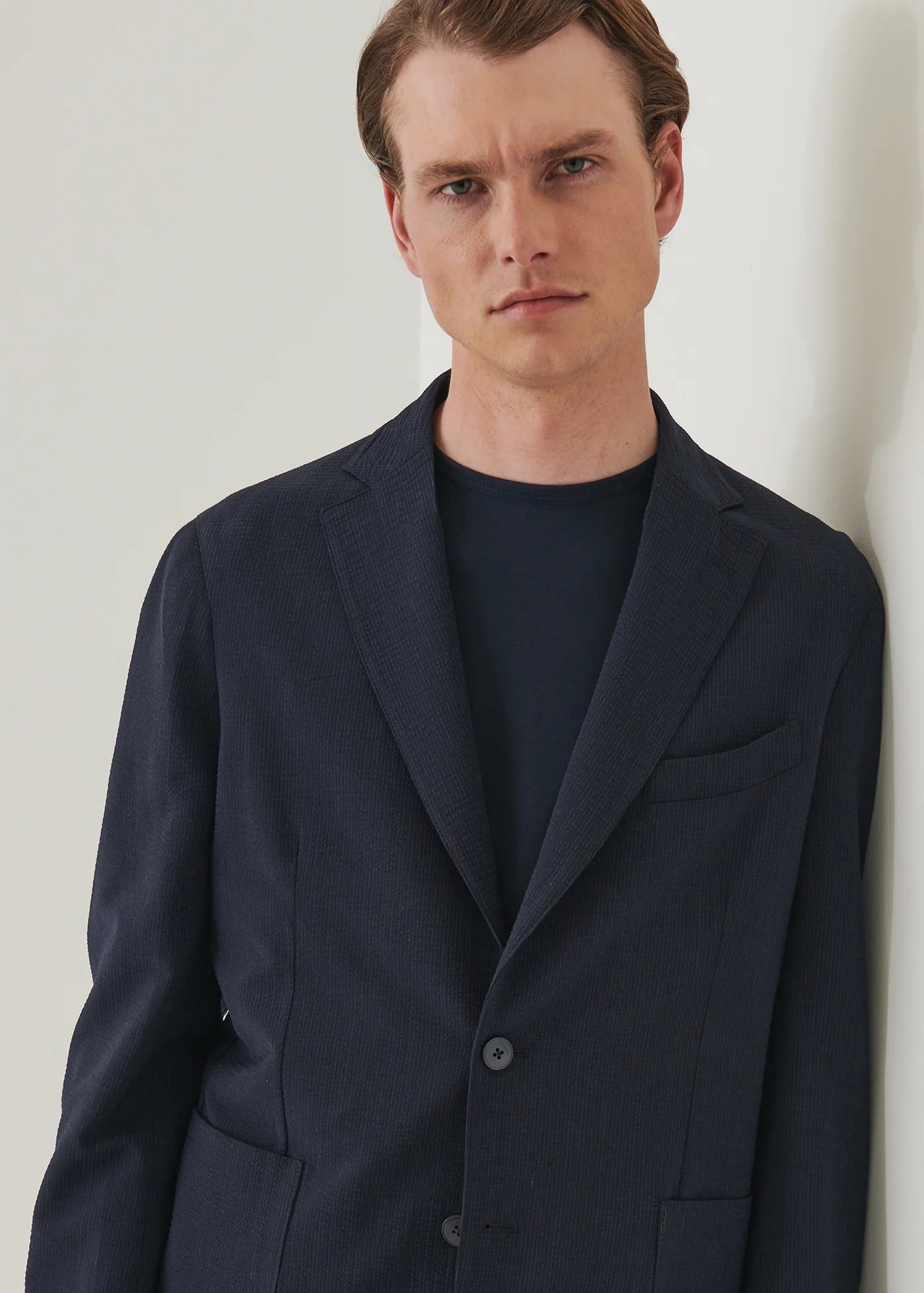 Patrick Assaraf 2BTN Wool Stretch Blazer Midnight