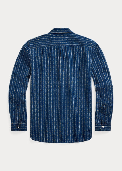 RRL LS Plainweave Workshirt Indigo/Orange