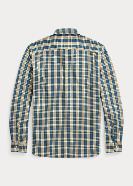 RRL LS Canvas Plaid Matlock Workshirt Blue/Yellow