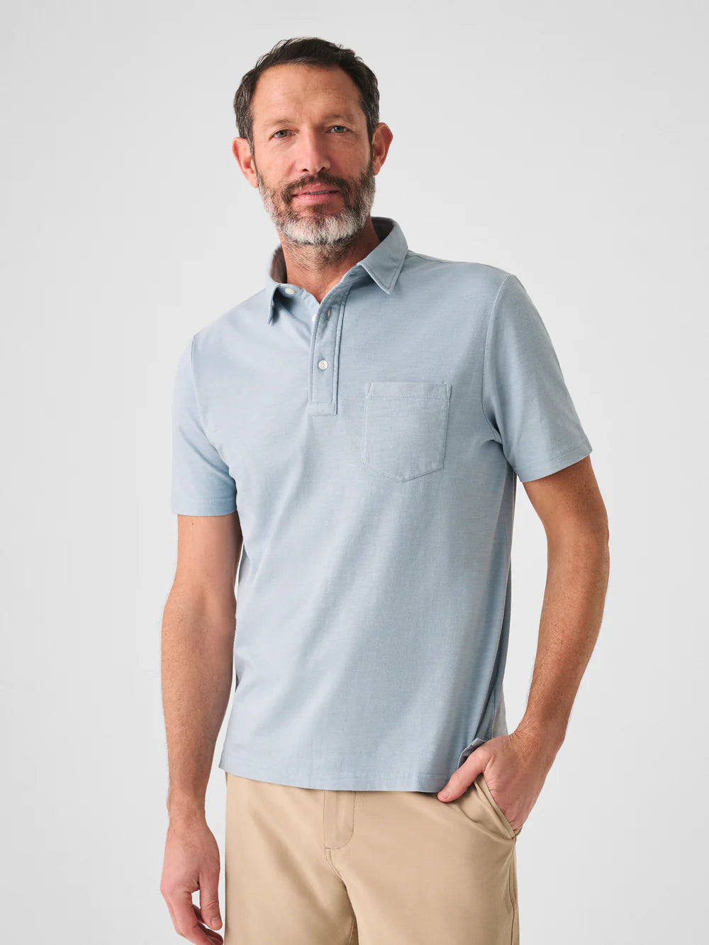 Faherty Sunwashed T Shirt Polo Blue Breeze