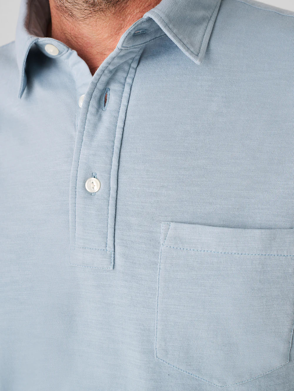 Faherty Sunwashed T Shirt Polo Blue Breeze
